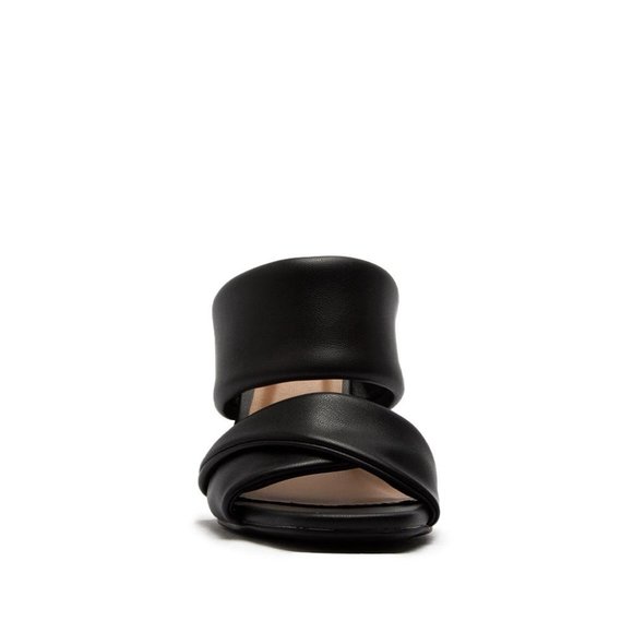 ⚡FINAL SALE! Black Vegan Leather Block Mule Heels - Picture 3 of 6